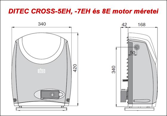 DITEC CROSS 5-7-8 kapunyitó méretek